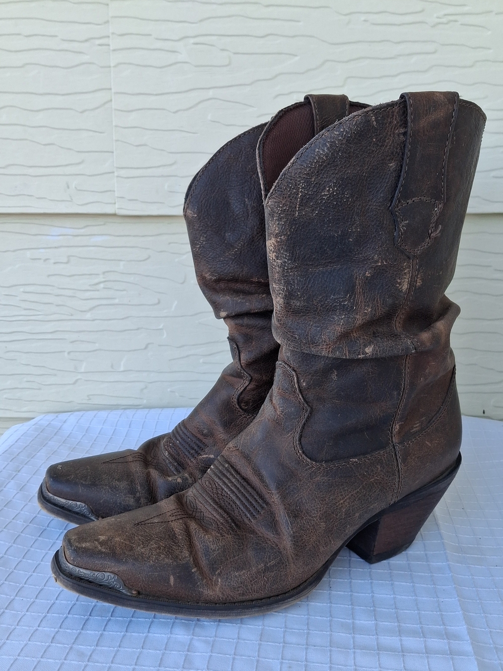 Durango RD3494 Women's 10" Crush  Brown Sultry Slouch Western Cowboy Boot 8 M
